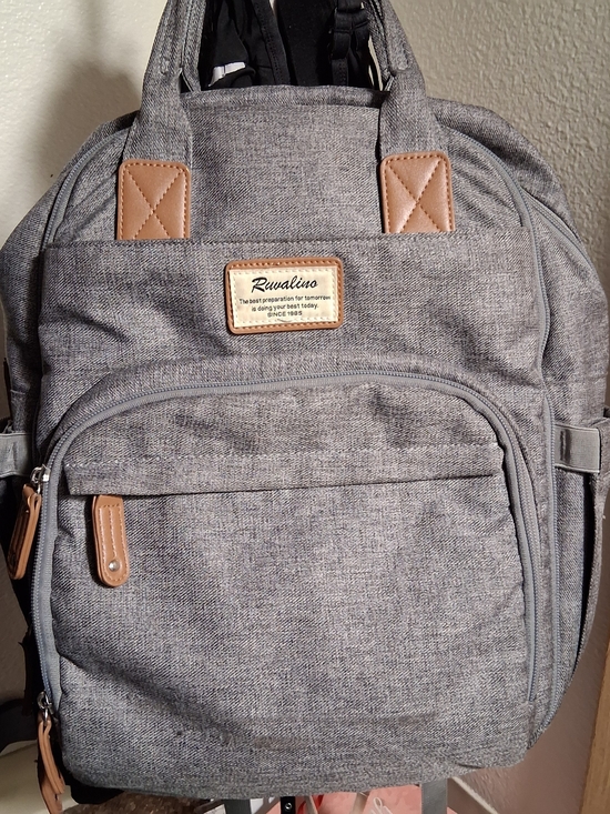 Ruvalino Handbags - Ruralino Gray Baby Diaper Backpack with Tan Accents
